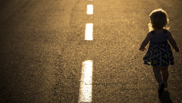 toddler on the road